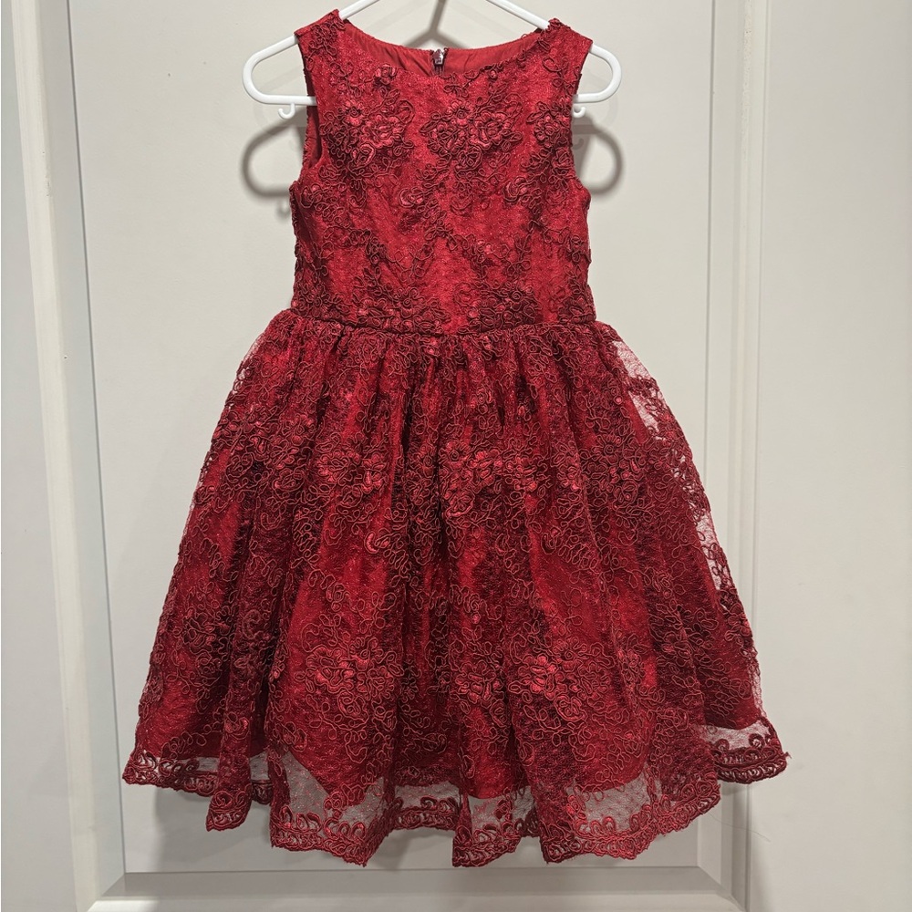 Elegant Red Lace Toddler Dress